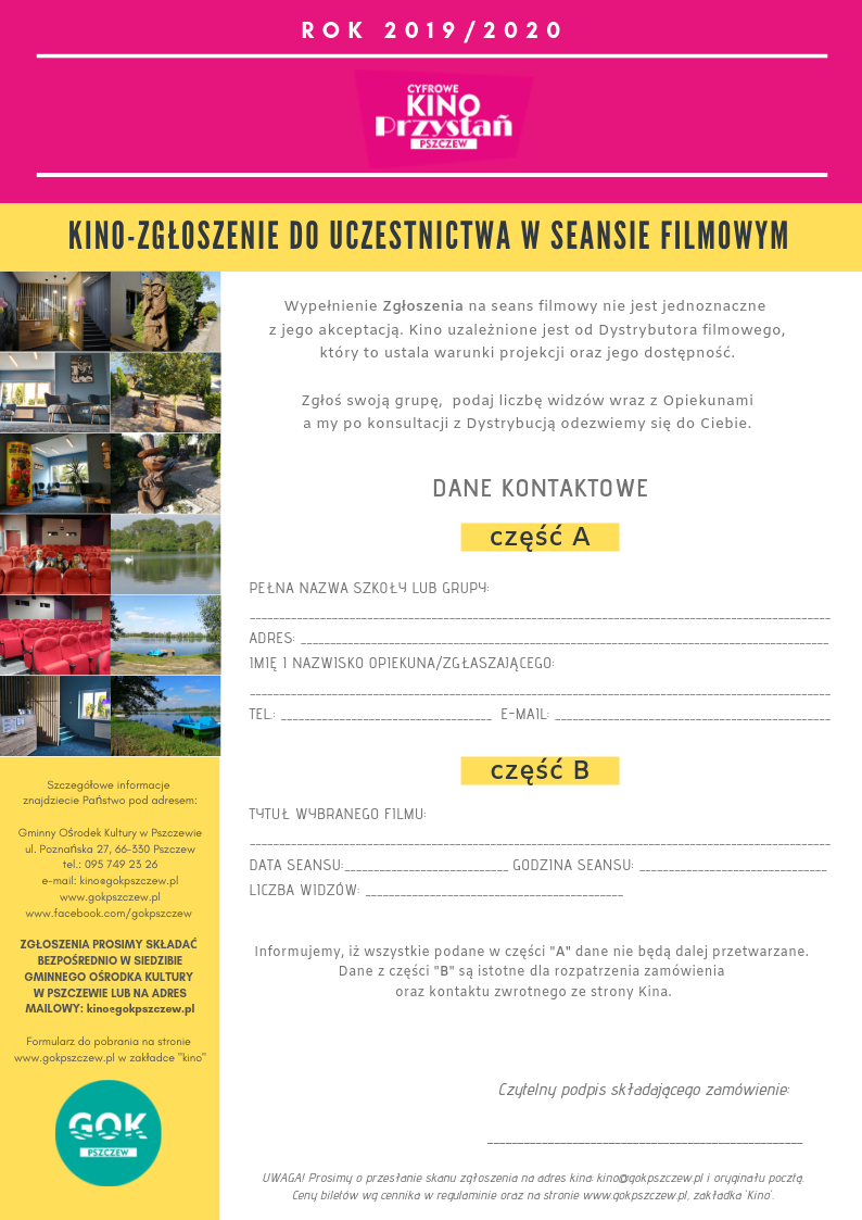 oferta grupowa kino przystań pszczew karta zgłoszeniowa 1